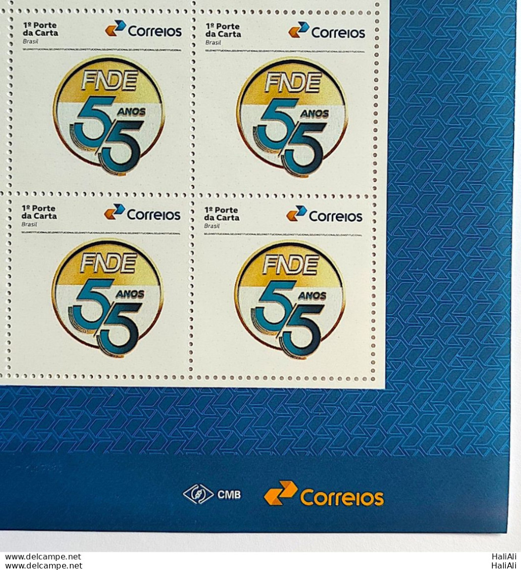 SI 12 Brazil Institutional Stamp 55 Years FNDE Education Government 2023 Block Of 4 Vignette Correios - Gepersonaliseerde Postzegels