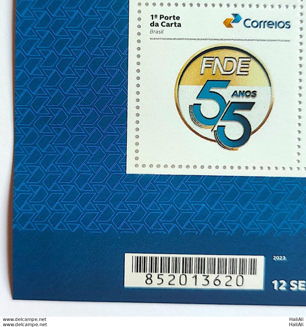 SI 12 Brazil Institutional Stamp 55 Years FNDE Education Government 2023 Bar Code - Gepersonaliseerde Postzegels