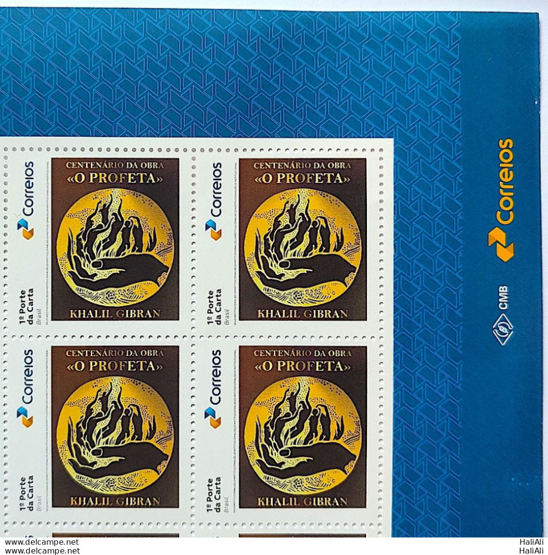 SI 11 Brazil Institutional Stamp Khalil Gibran The Prophet Literature Lebanon 2023 Block Of 4 Vignette Correios - Gepersonaliseerde Postzegels