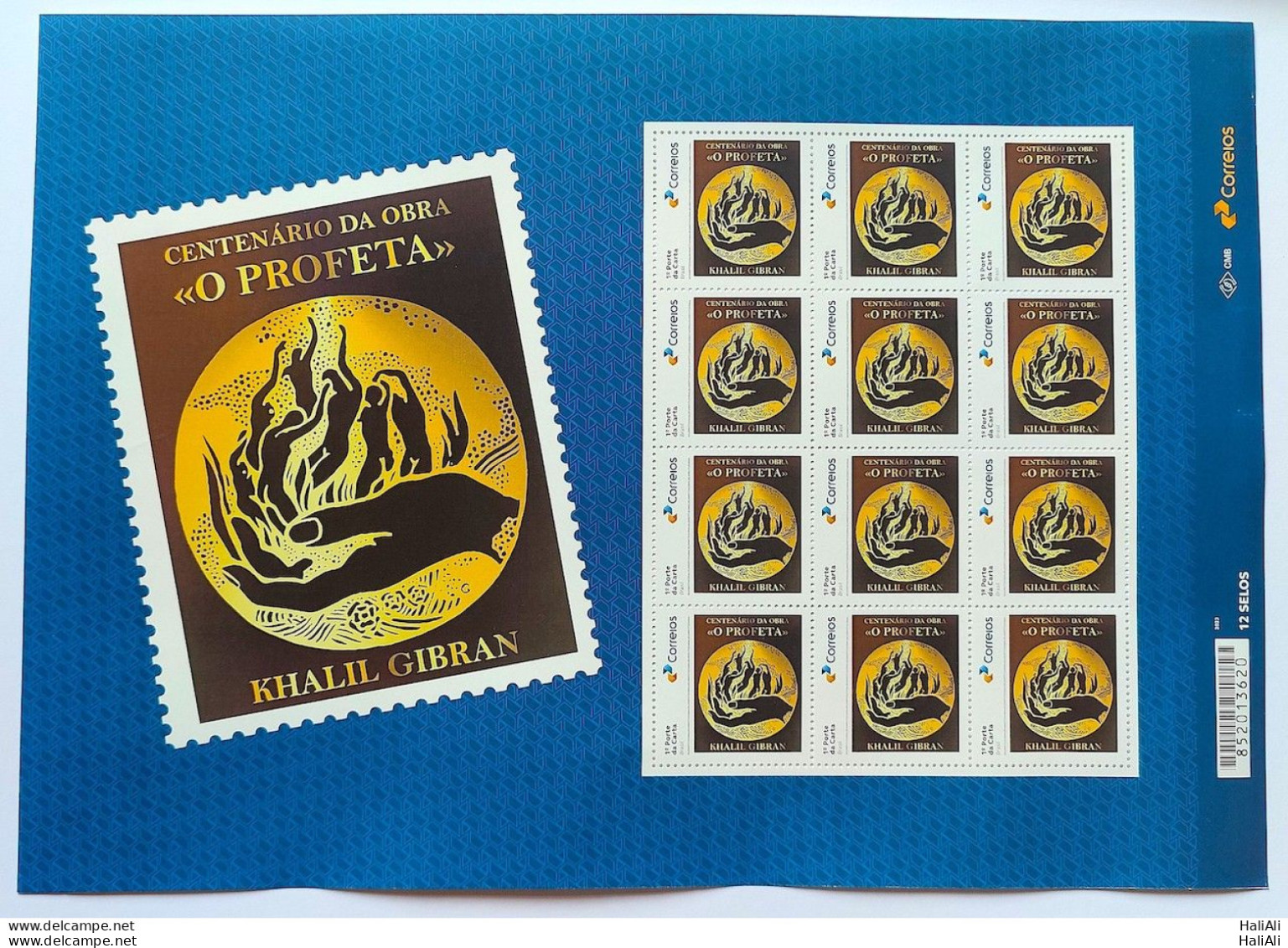 SI 11 Brazil Institutional Stamp Khalil Gibran The Prophet Literature Lebanon 2023 Sheet - Gepersonaliseerde Postzegels