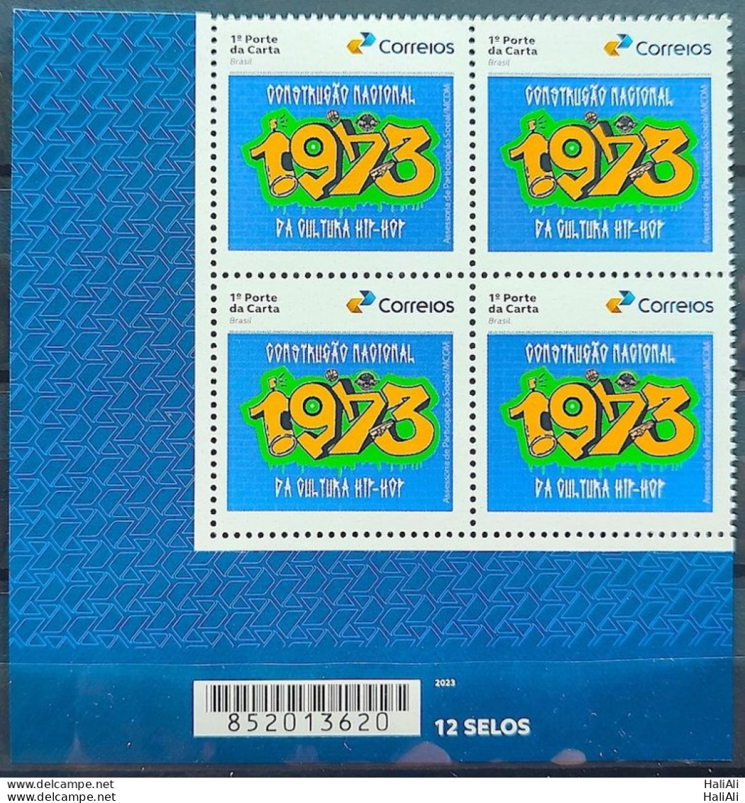 SI 10 Brazil Institutional Stamp Hip Hop Culture Art Music Painting Basketball 2023 Block Of 4 Barcode - Sellos Personalizados