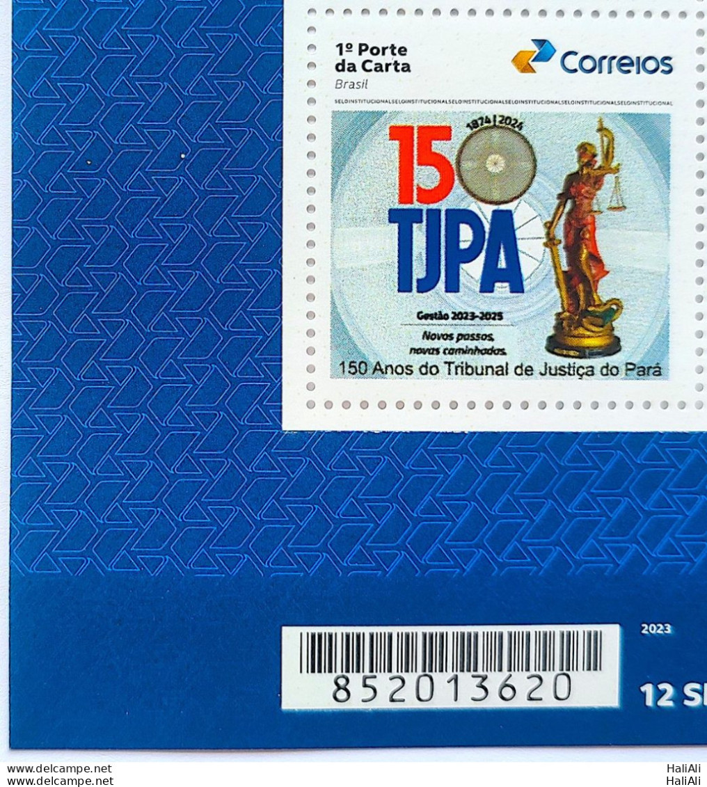 SI 09 Brazil Institutional Stamp Court Of Justice For Law Righnts Para Belem 2023 Barcode - Sellos Personalizados