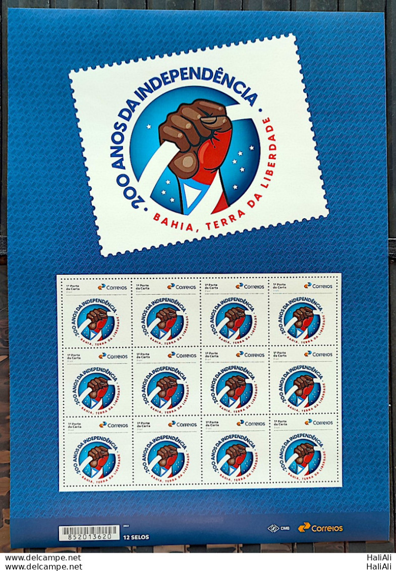 SI 08 Brazil Institutional Stamp 200 Years Of Independence Bahia Hand Star 2023 Sheet - Gepersonaliseerde Postzegels