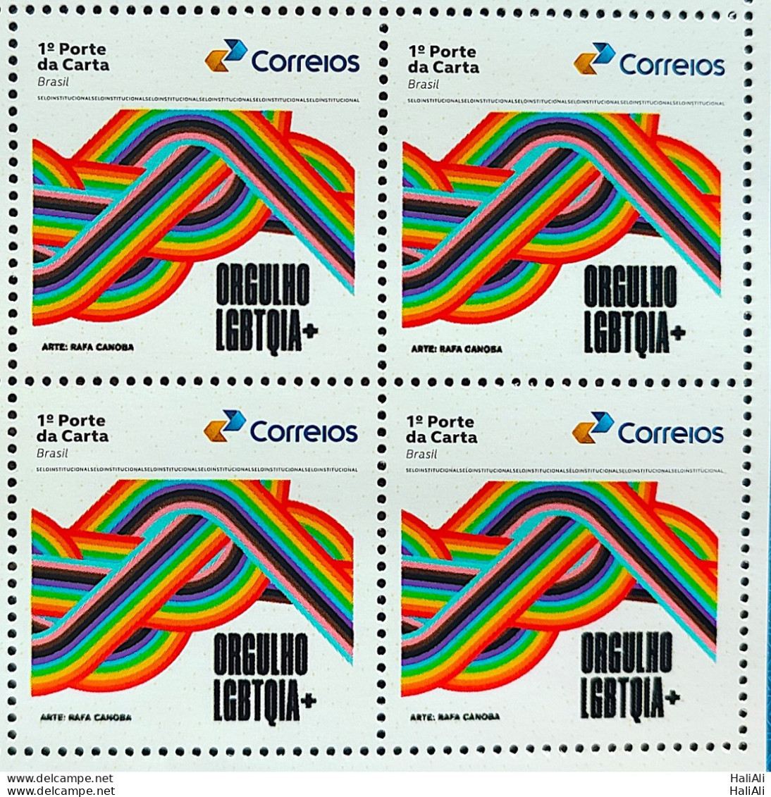 SI 07 Brazil Institutional Stamp LGBTQIA Pride+ Justice Rights 2023 Block Of 4 - Personalized Stamps
