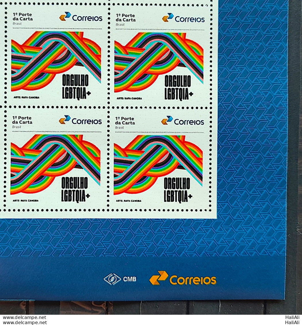 SI 07 Brazil Institutional Stamp LGBTQIA Pride+ Justice Rights 2023 Block Of 4 Vignette Correios - Personnalisés