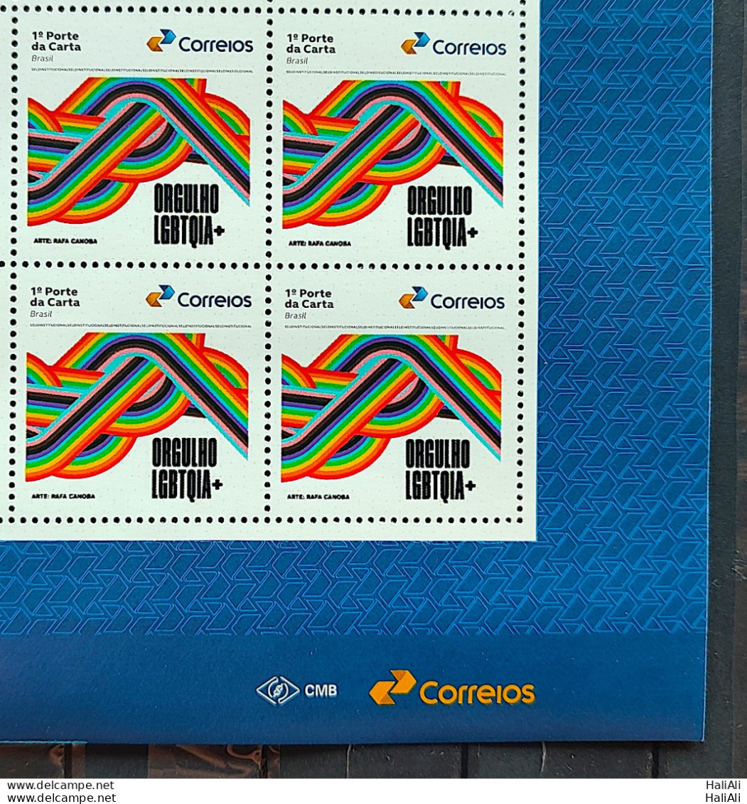 SI 07 Brazil Institutional Stamp LGBTQIA Pride+ Justice Rights 2023 Block Of 4 Vignette Correios - Sellos Personalizados