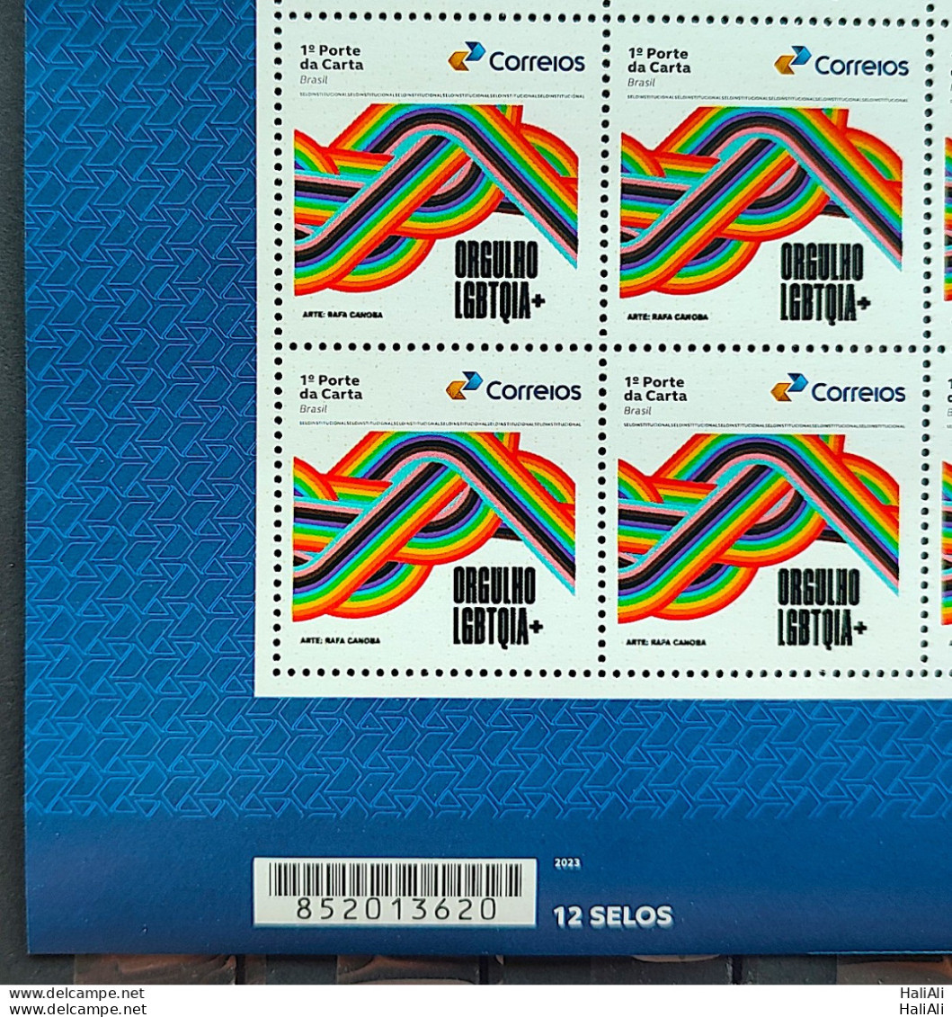 SI 07 Brazil Institutional Stamp LGBTQIA Pride+ Justice Rights 2023 Block Of 4 Bar Code - Sellos Personalizados