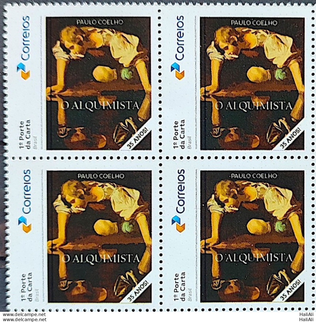 SI 05 Brazil Institutional Stamp Alchemist Paulo Coelho Literature 2023 Block Of 4 - Gepersonaliseerde Postzegels