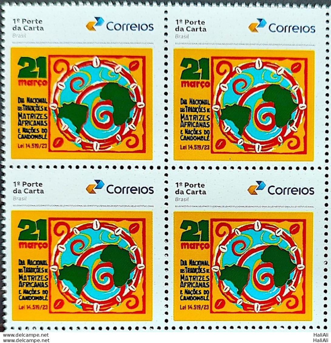 SI 06 Brazil Institutional Stamp Traditions Of African Matrices And Candomble Nations Map 2023 Block Of 4 - Personalisiert