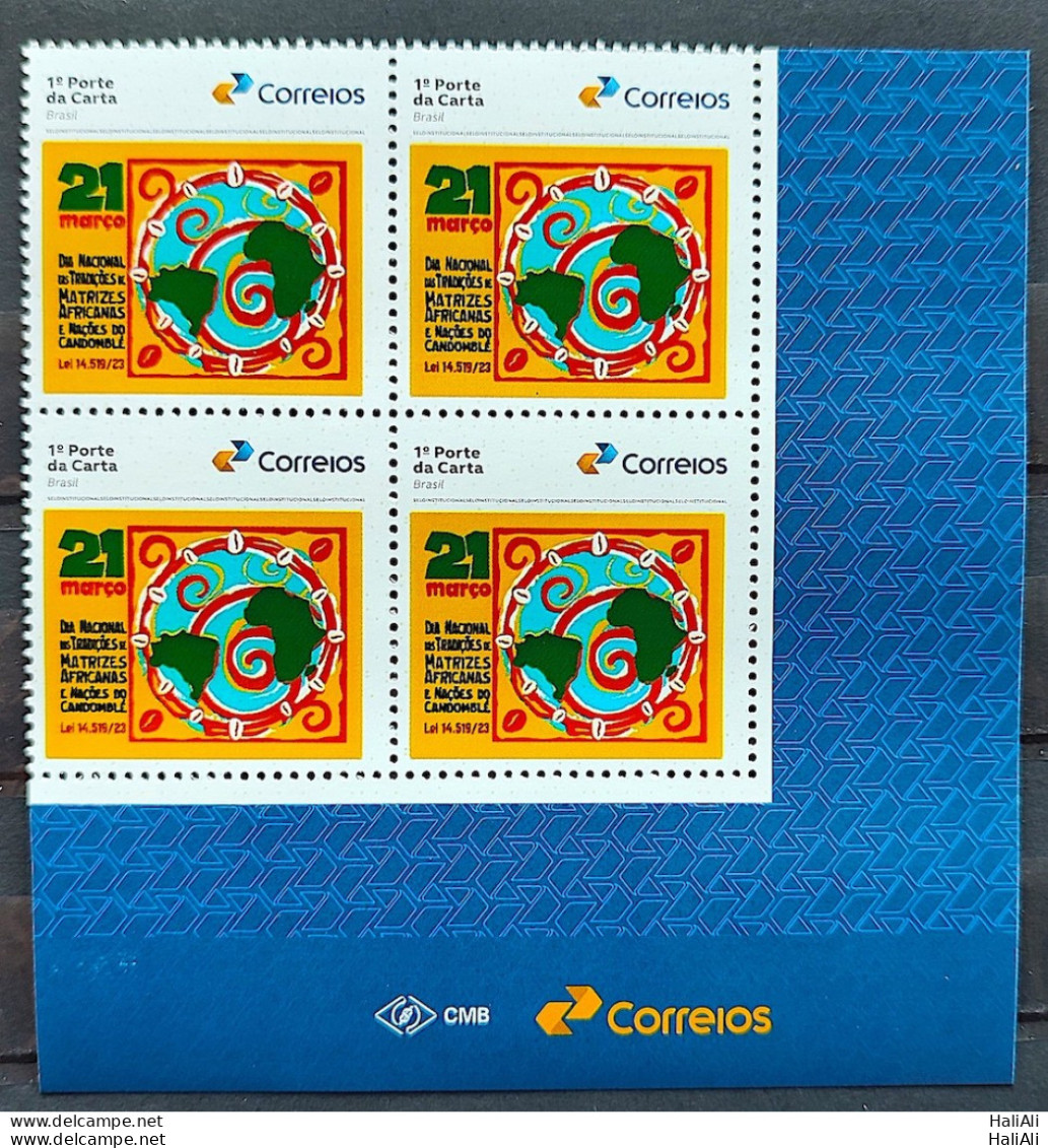 SI 06 Brazil Institutional Stamp Traditions Of African And Candomble Nations Map 2023 Block Of 4 Vignette Correios - Sellos Personalizados