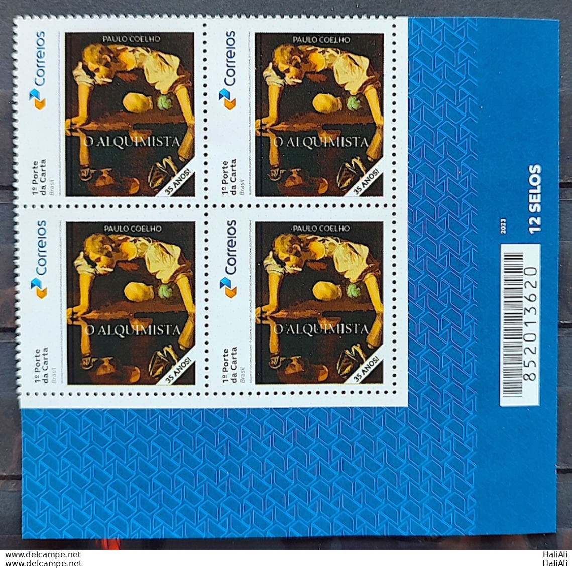 SI 05 Brazil Institutional Stamp Alchemist Paulo Coelho Literature 2023 Block Of 4 Bar Code - Personnalisés