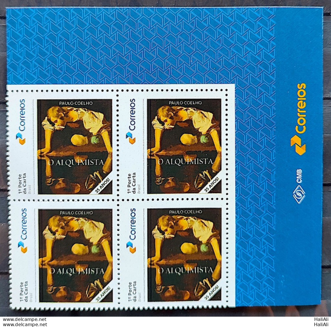 SI 05 Brazil Institutional Stamp Alchemist Paulo Coelho Literature 2023 Block Of 4 Vignette Correios - Personalized Stamps