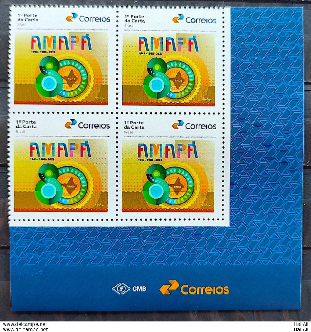 SI 04 Brazil Institutional Stamp 80 Years Of Amapa 2023 Block Of 4 Vignette Post Office - Personalisiert