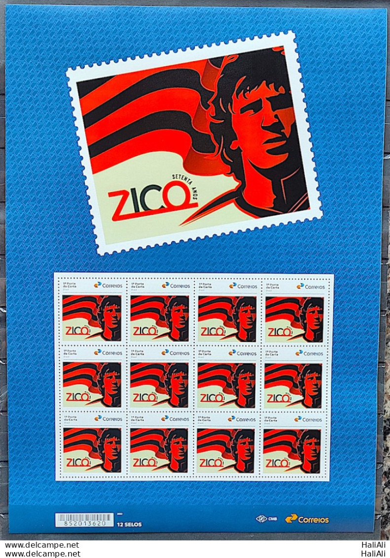 SI 03 Brazil Institutional Stamp Zico 70 Years Flamengo Soccer Football 2023 Sheet - Personnalisés