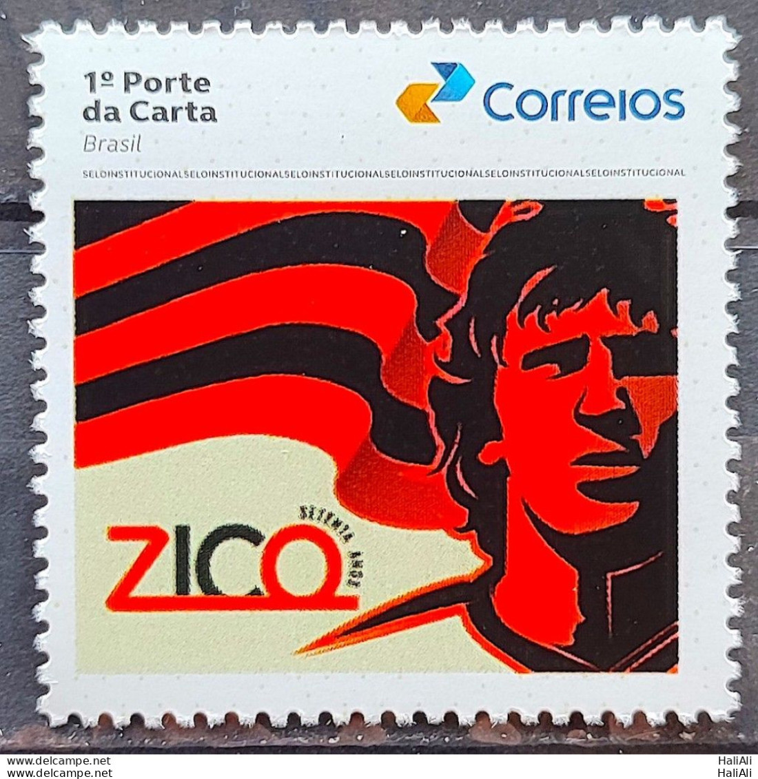 SI 03 Brazil Institutional Stamp Zico 70 Years Flamengo Soccer Football 2023 - Personalisiert