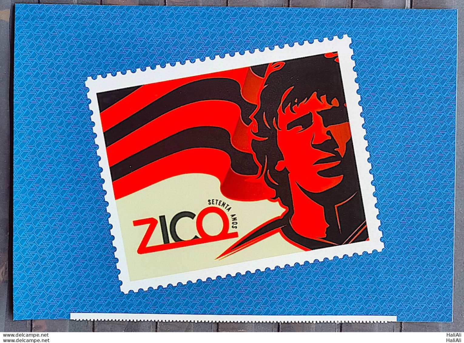 SI 03 Vignette Brazil Institutional Stamp Zico 70 Years Flamengo Soccer Football 2023 - Personalized Stamps