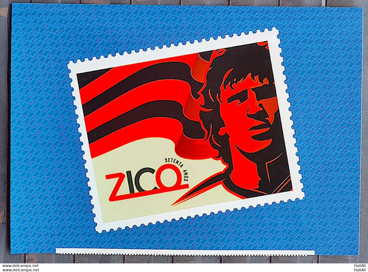 SI 03 Vignette Brazil Institutional Stamp Zico 70 Years Flamengo Soccer Football 2023 - Personalizzati