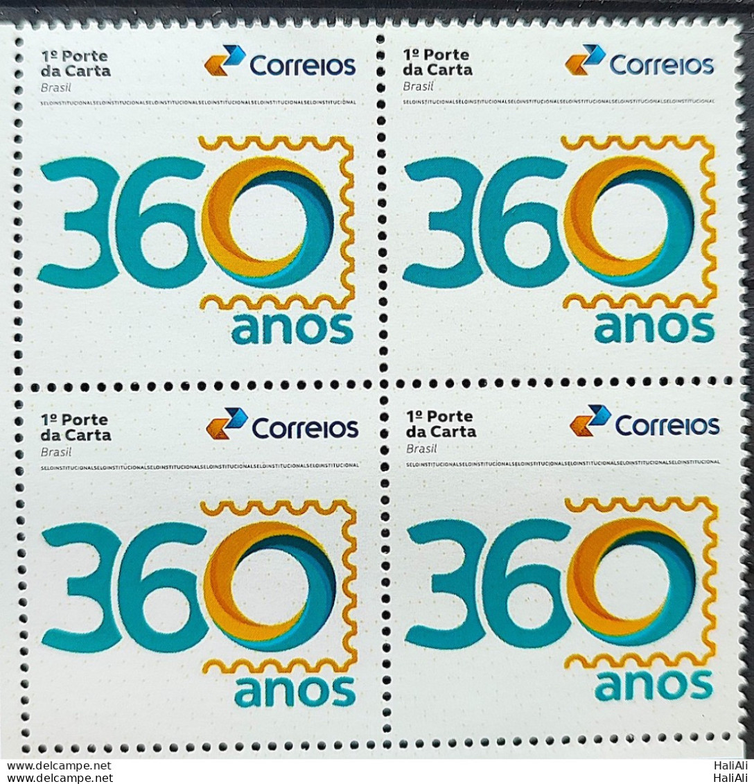 SI 02 Brazil Institutional Stamp 360 Years Postal Service 2023 BLOCK OF 4 - Personalized Stamps