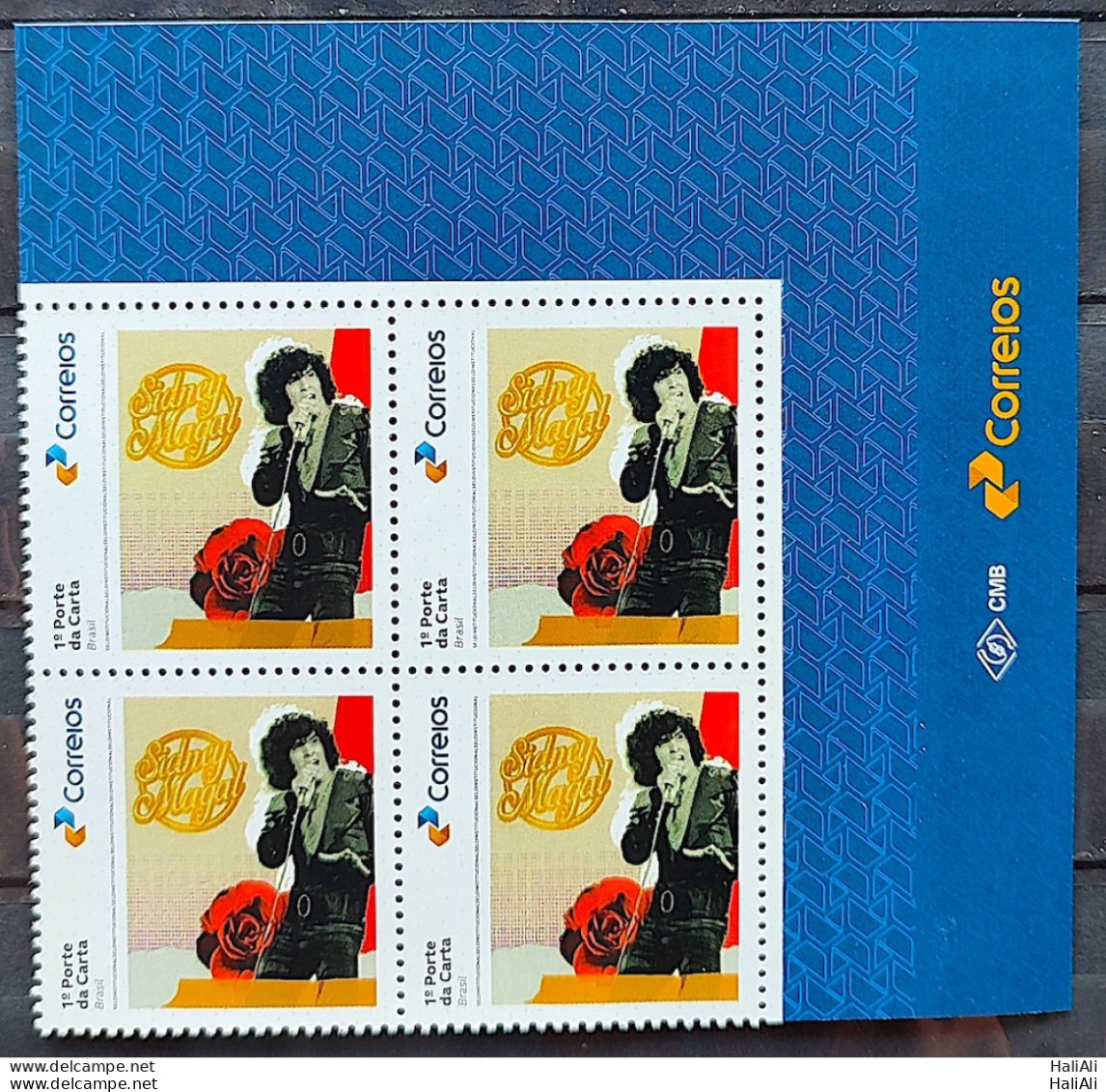 SI 01 Brazil Institutional Stamp Sidney Magal Music 2023 Block Of 4 Vignette Correios - Sellos Personalizados