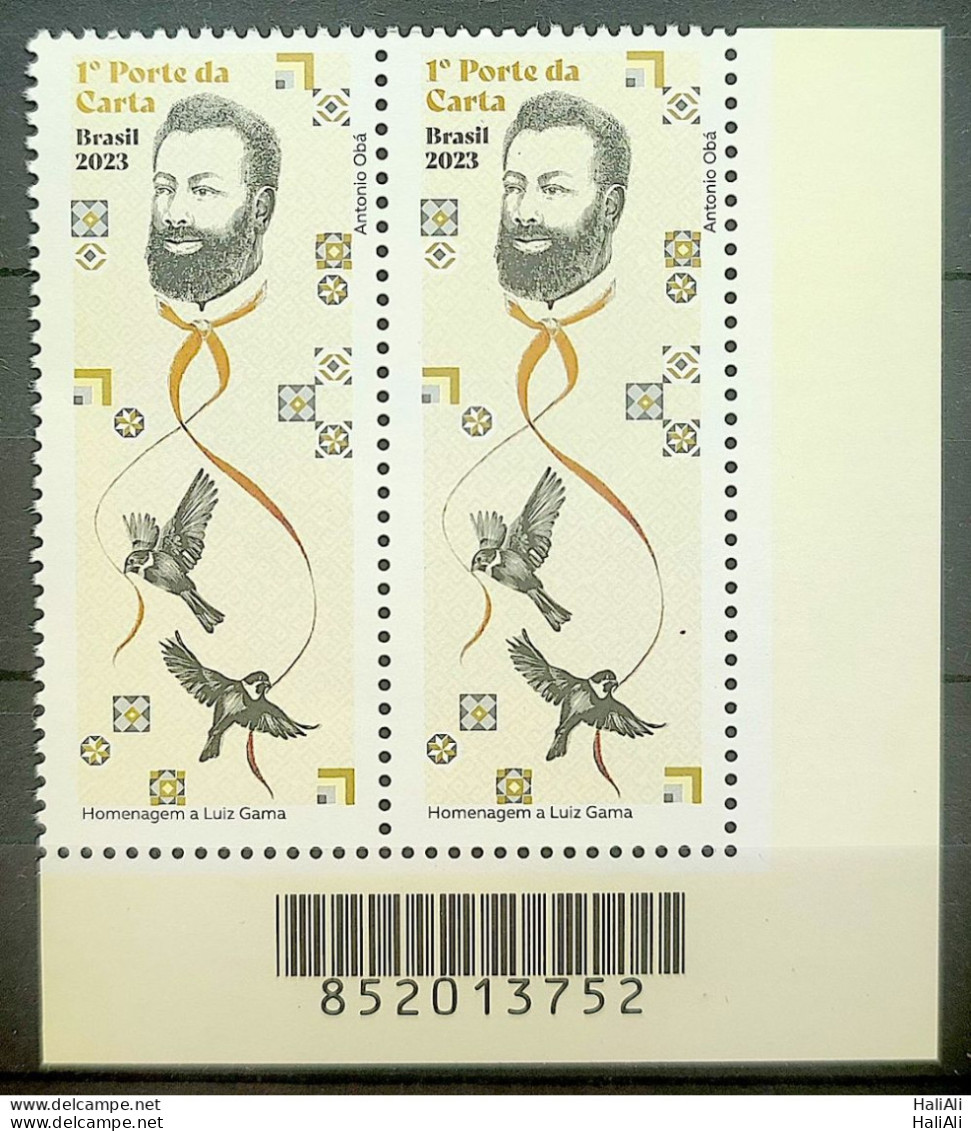 C 4136 Brazil Stamp Luiz Gama Lawyer Law Justice Abolitionist Literature 2023 Pair Bar Code - Ungebraucht