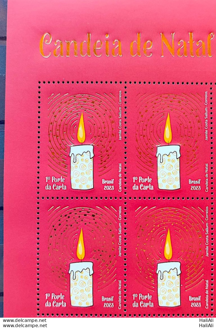 C 4135 Brazil Stamp Christmas Candeia Candle Religion 2023 Block Of 4 Vignette - Ungebraucht