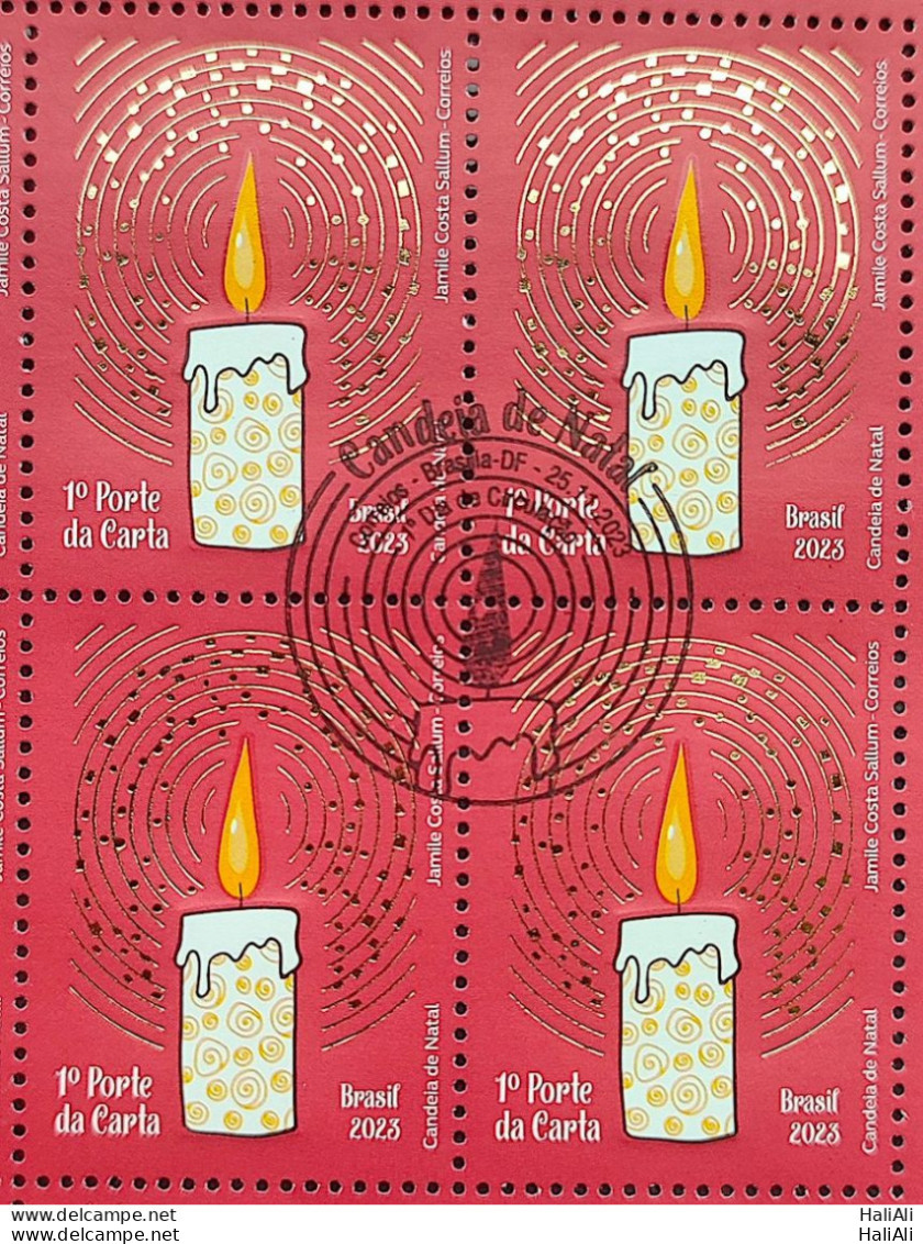 C 4135 Brazil Stamp Christmas Candeia Candle Religion 2023 Block Of 4 CBC DF - Ungebraucht