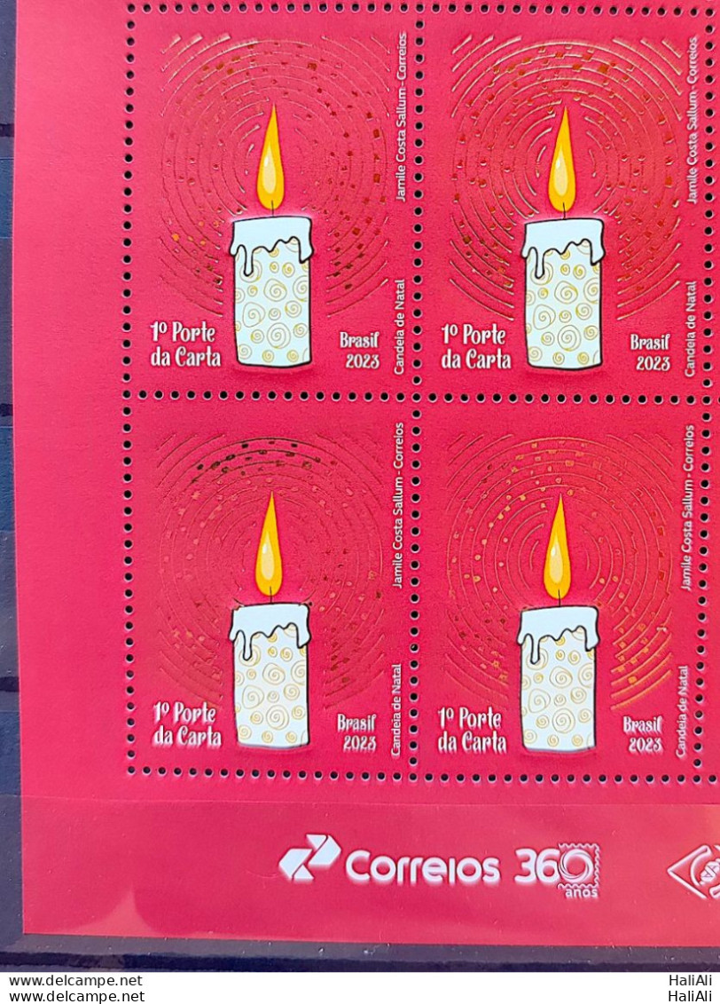 C 4135 Brazil Stamp Christmas Candeia Candle Religion 2023 Block Of 4 Vignette Correios - Ungebraucht