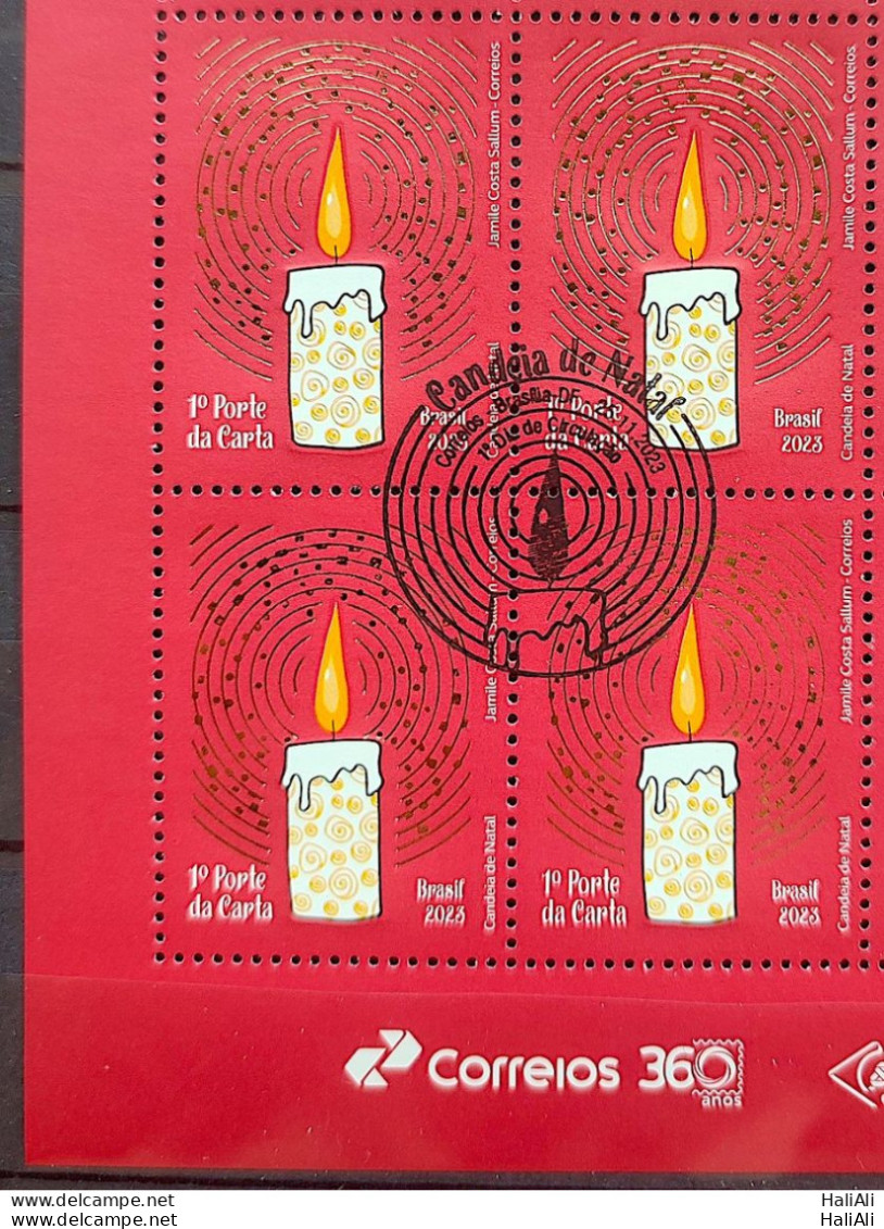 C 4135 Brazil Stamp Christmas Candeia Candle Religion 2023 Block Of 4 CBC DF Vignette Correios - Ungebraucht