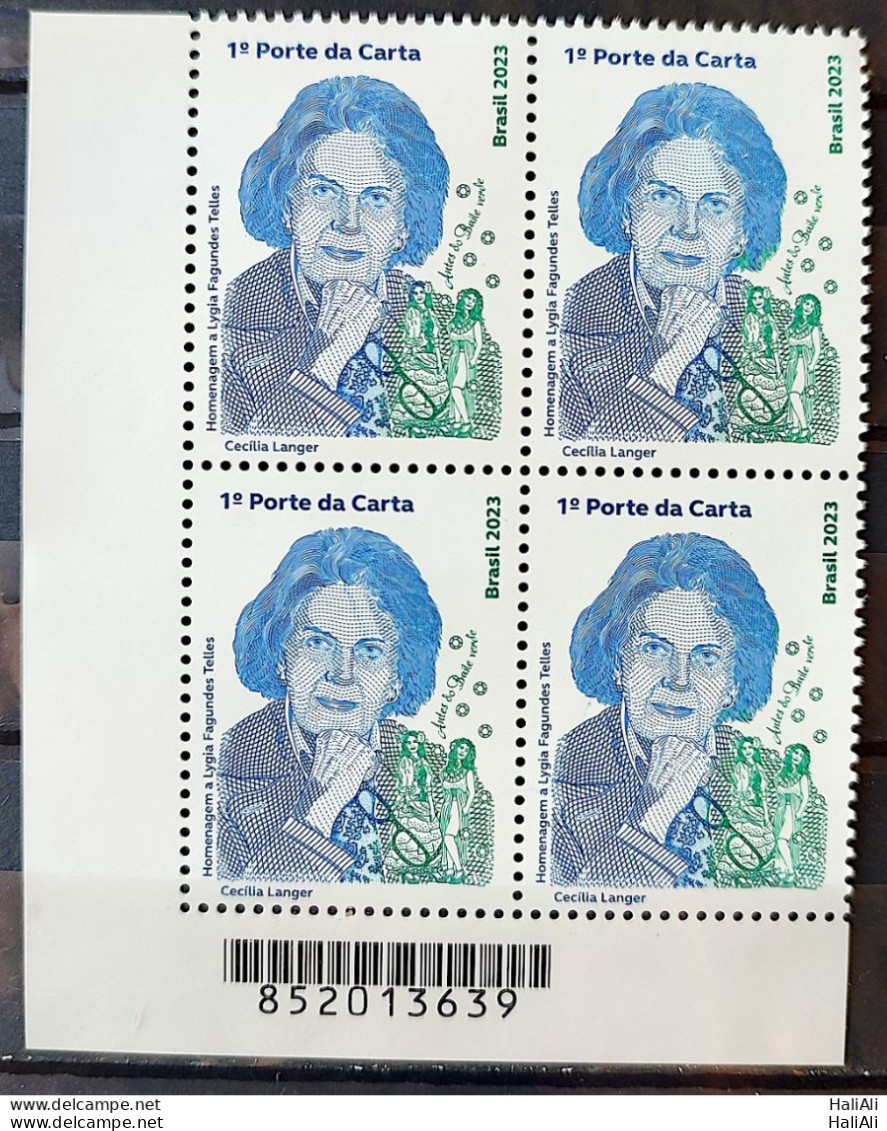 C 4107 Brazil Stamp Lygia Fagundes Telles Literature Woman Glasses 2023 Block Of 4 Bar Code - Nuovi