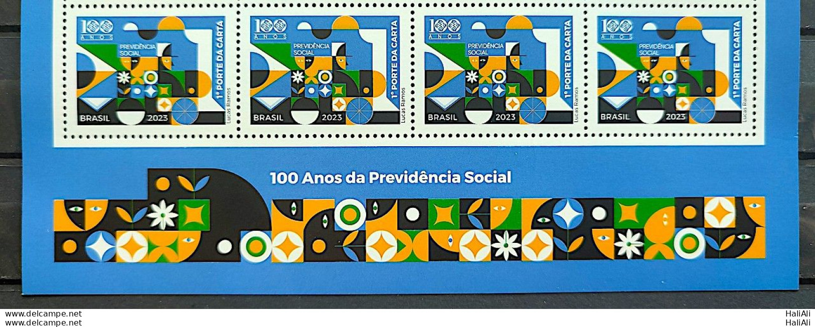 C 4086 Brazil Stamp Social Security Train Economy Flag Work 2023 Vignette 4 Stamps - Neufs