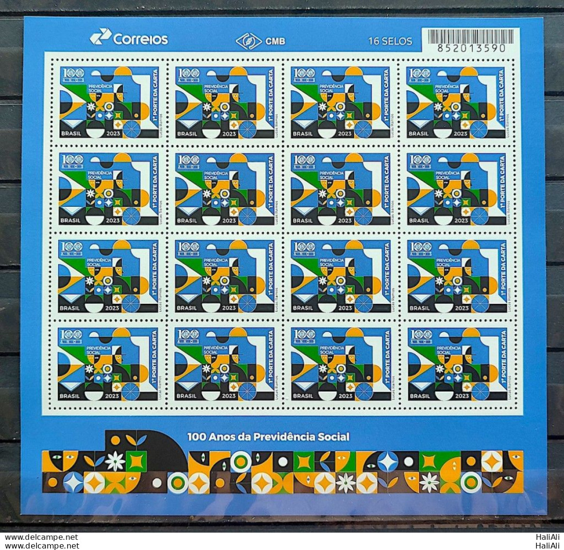 C 4086 Brazil Stamp Social Security Train Economy Flag Work 2023 Sheet - Nuovi