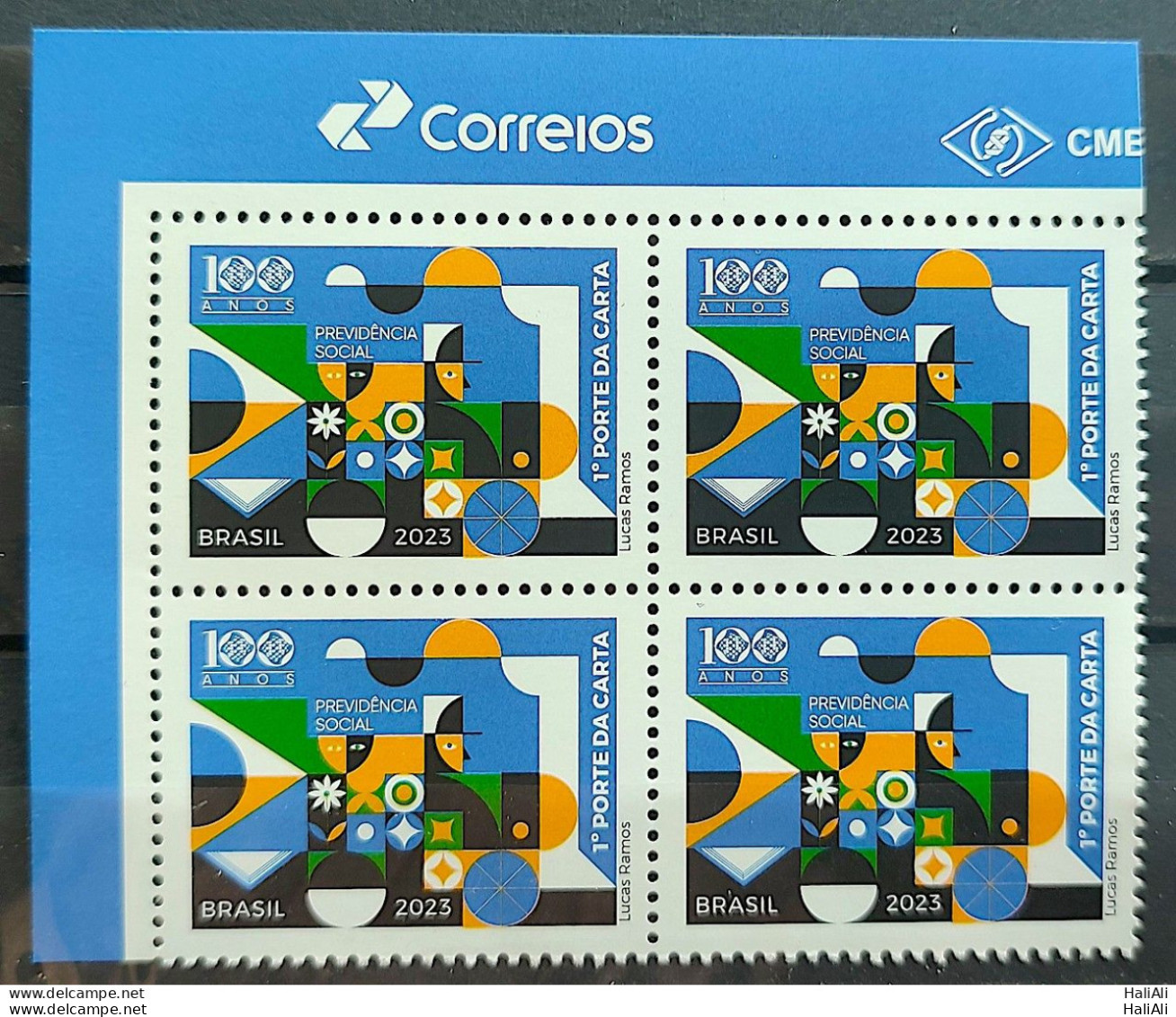 C 4086 Brazil Stamp Social Security Train Economy Flag Work 2023 Block Of 4 Vignette Correios - Nuovi