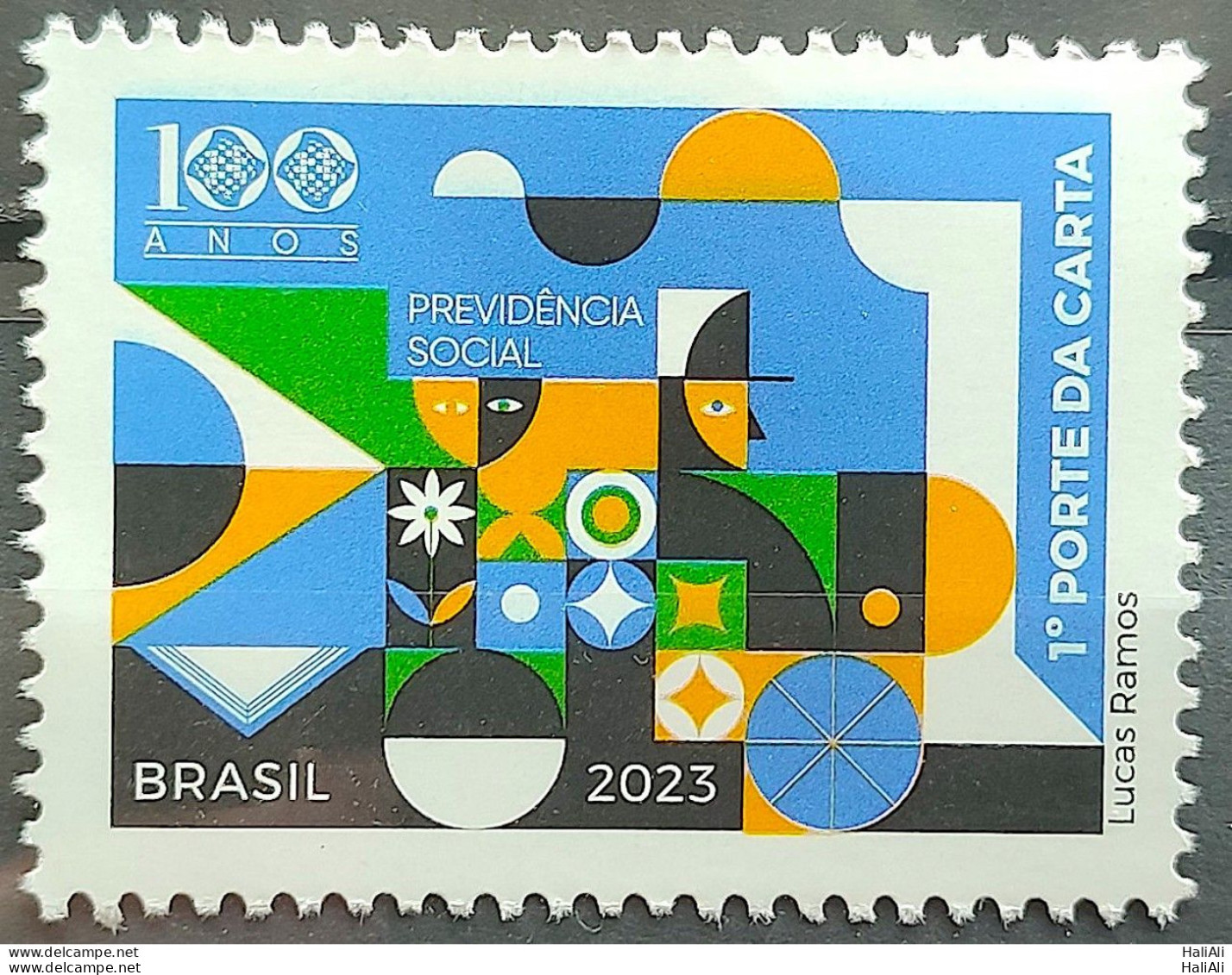 C 4086 Brazil Stamp Social Security Train Economy Flag Work 2023 - Nuovi