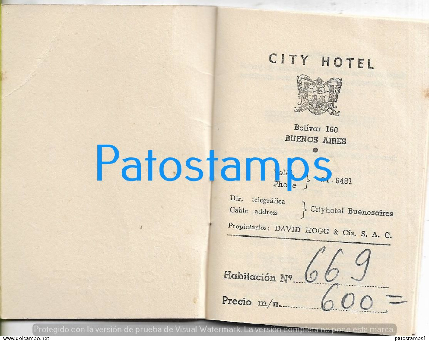 227697 ARGENTINA BUENOS AIRES PUBLICITY CITY HOTEL & PLANO NO POSTAL POSTCARD - Argentinien