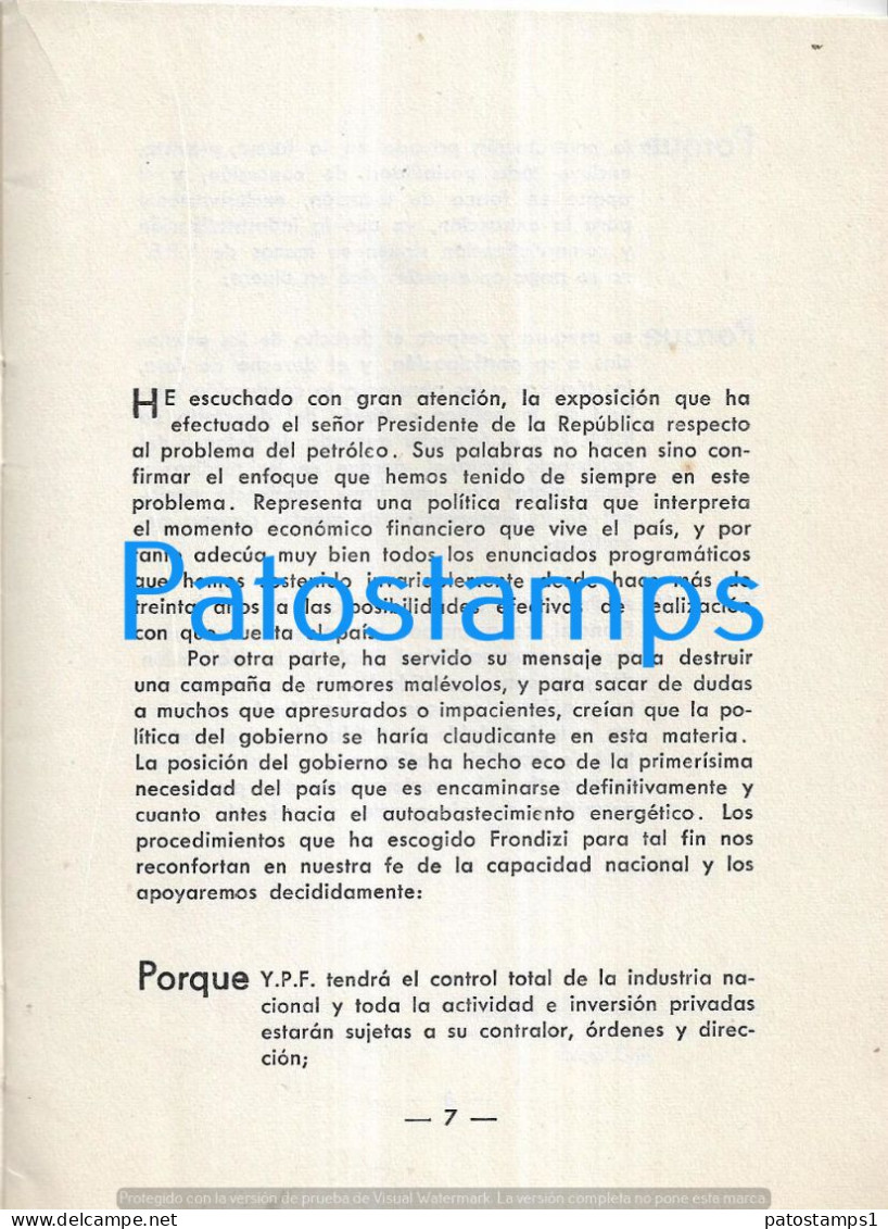 227699 ARGENTINA MENDOZA EL GOBIERNO EN LA BATALLA DEL PETROLEO OIL 1958 LIBRILLO NO POSTAL POSTCARD - Argentinien