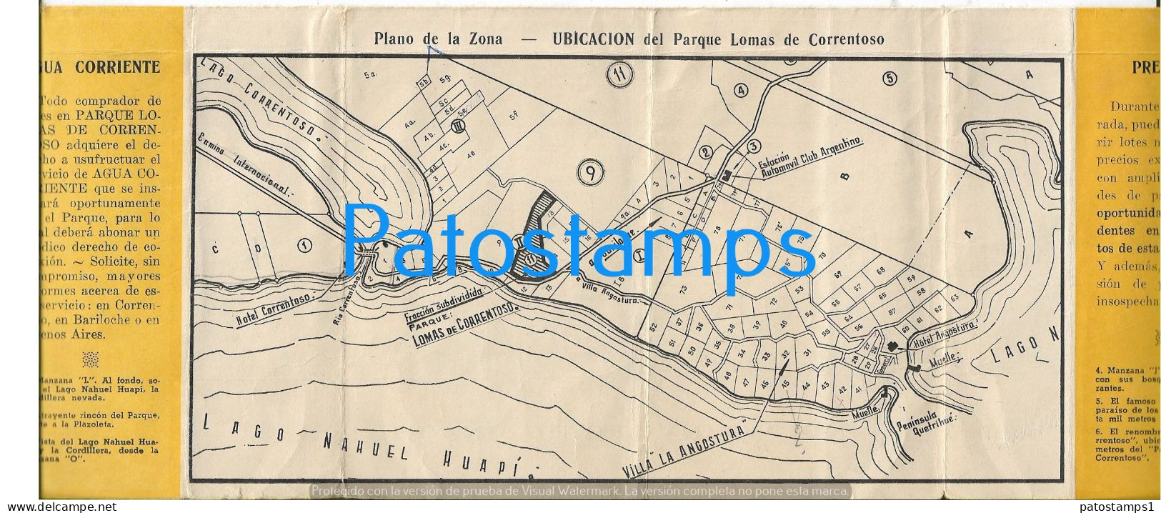 227700 ARGENTINA PARQUE NACIONAL NAHUEL HUAPI PARQUE LOMAS DE CORRENTOSO PLANO & PUBLICITY 46 X 26.5 NO POSTAL POSTCARD - Argentine