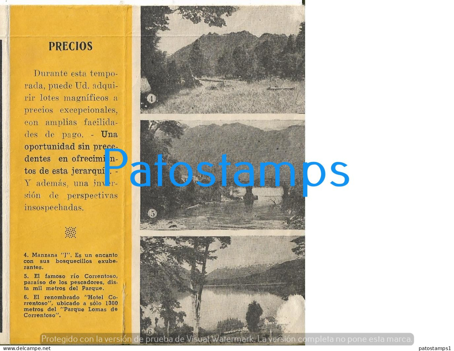 227700 ARGENTINA PARQUE NACIONAL NAHUEL HUAPI PARQUE LOMAS DE CORRENTOSO PLANO & PUBLICITY 46 X 26.5 NO POSTAL POSTCARD - Argentina