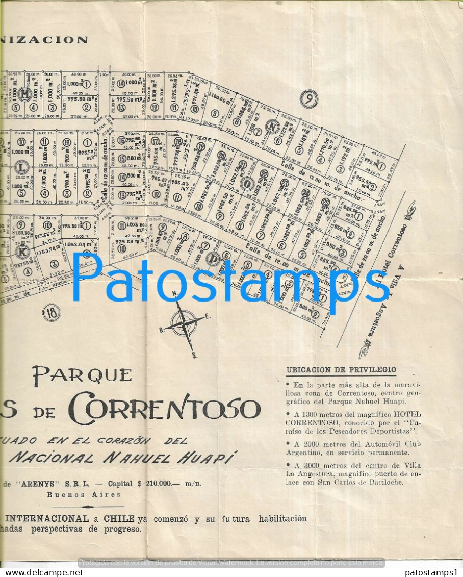 227700 ARGENTINA PARQUE NACIONAL NAHUEL HUAPI PARQUE LOMAS DE CORRENTOSO PLANO & PUBLICITY 46 X 26.5 NO POSTAL POSTCARD - Argentinië