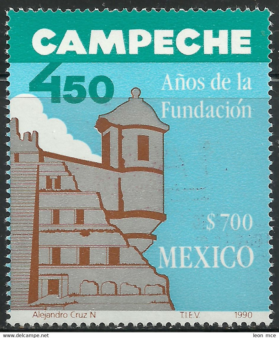 1990 MÉXICO 450 AÑOS DE LA FUNDCIÓN DE CAMPECHE Sc. 1664 MNH, CITY Of CAMPECHE 450th ANNIV. - Mexique