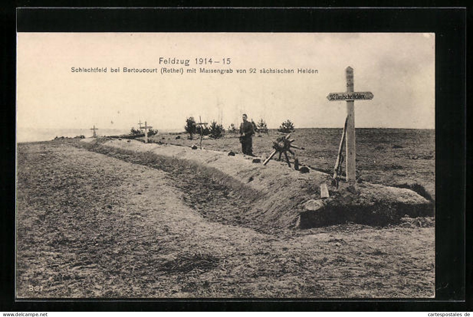 AK Schlachtfeld Bei Bertoucourt Mit Massengrab, Kriegsgräber  - War 1914-18