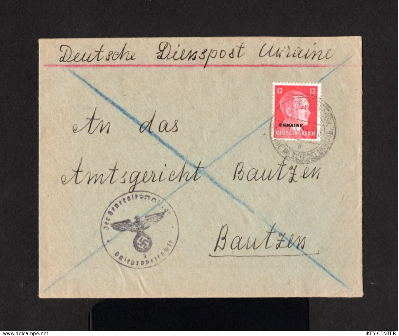 17888-GERMAN EMPIRE-Third Reich.MILITARY NAZI COVER UKRAINE To BAUTZEN.1943.WWII.DEUTSCHES REICH.Deutsche Dienspost - 1939-45