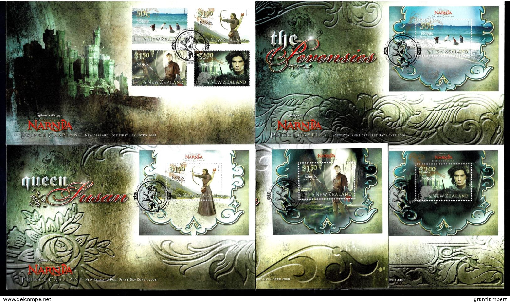 New Zealand 2008 The Chronicles Of Narnia - Prince Caspian  Set Of 5 FDCs - FDC