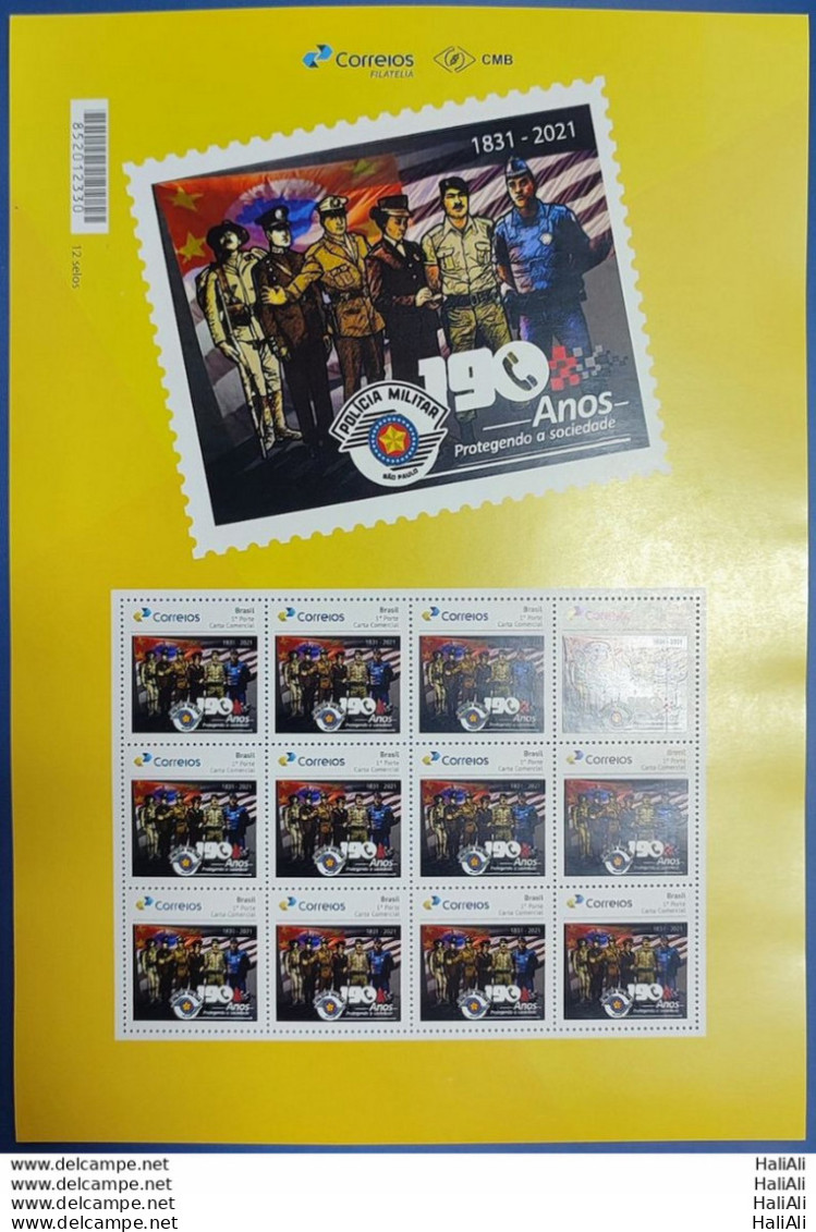 PB 197 Brazil Personalized Stamp Military Police Of Sao Paulo 2022 Sheet - Sellos Personalizados