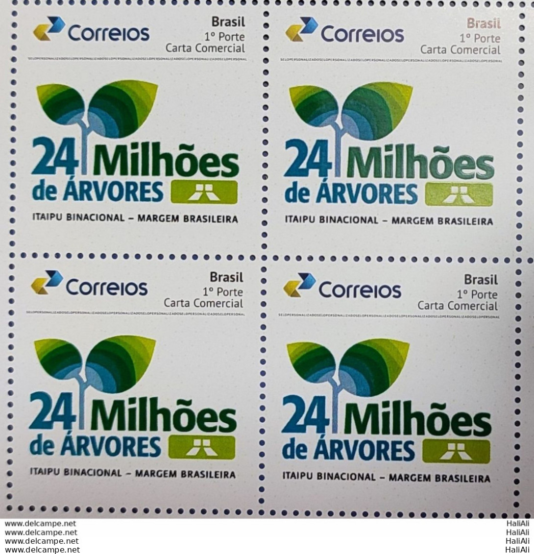 PB 198 Brazil Personalized Stamp Itaipu Binacional 24 Million Trees 2022 Block Of 4 - Personalisiert