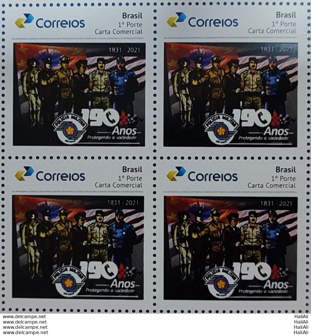 PB 197 Brazil Personalized Stamp Military Police Of Sao Paulo 2022 Block Of 4 - Personnalisés