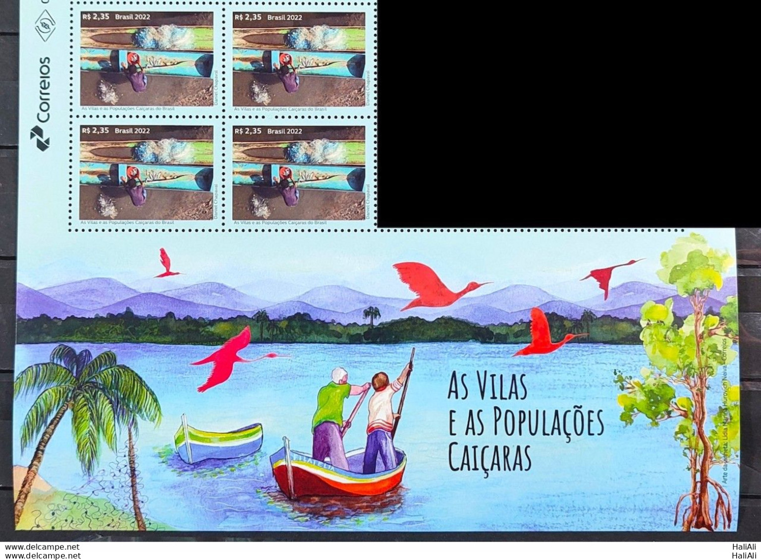 C 4058 Brazil Stamp The Village And Caicaras Populations Ship Fishing 2022 Block Of 4 With Vignette - Neufs