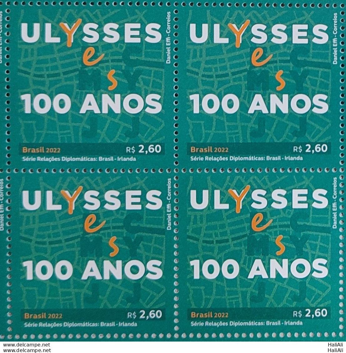 C 4054 Brazil Stamp Diplomatic Relations Brazil Ireland Literature Ulysses James Joyce 2022 Block Of 4 - Nuovi