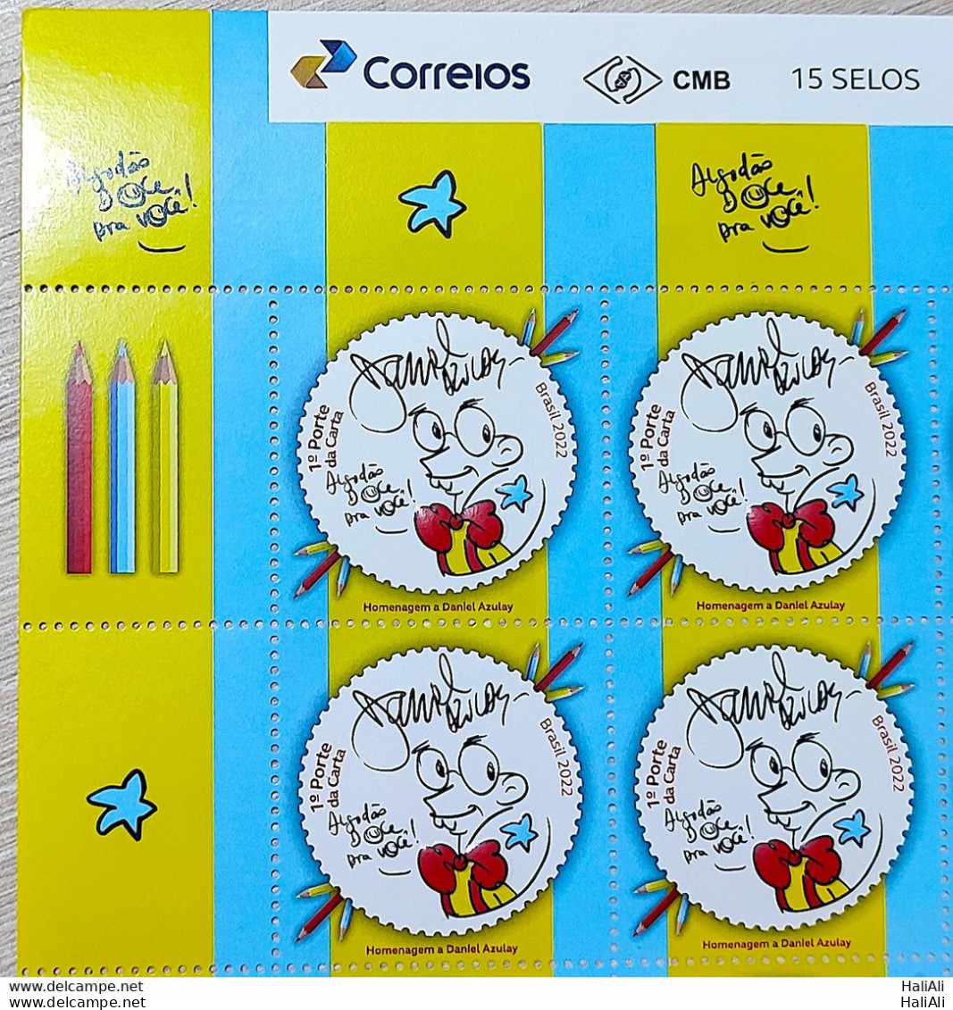 C 4053 Brazil Stamp Daniel Azulay Education Childish 2022 Block Of 4 Vignette Correios - Unused Stamps