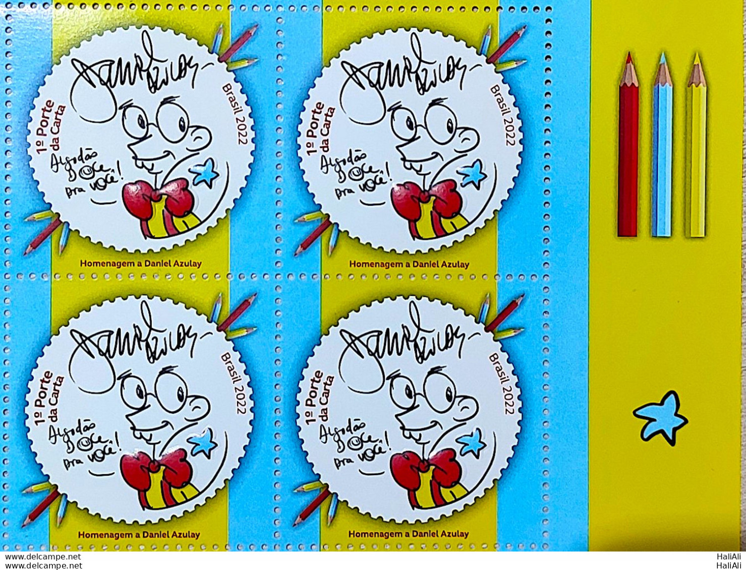 C 4053 Brazil Stamp Daniel Azulay Education Childish 2022 Block Of 4 Vignette Lat Dir 2 - Ungebraucht
