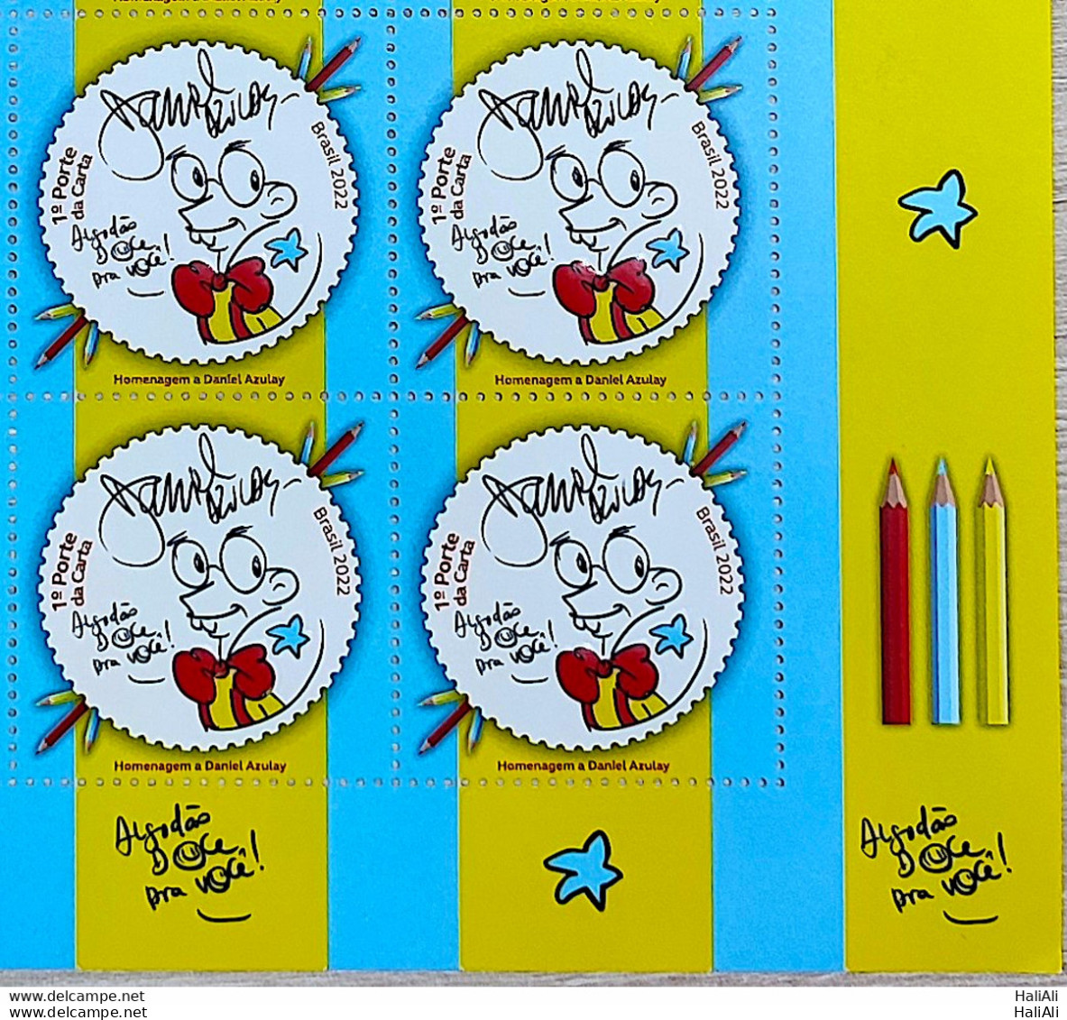 C 4053 Brazil Stamp Daniel Azulay Education Childish 2022 Block Of 4 Vignette Inf Dir - Neufs